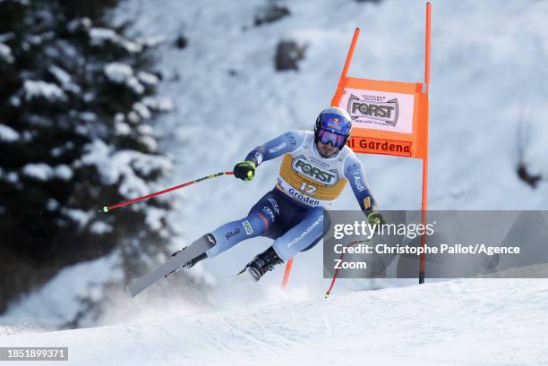 Dominik Paris of Team Italy in action during the Audi FIS Alpine Ski World Cup Men's Downhill on December 16, 2023 in Val Gardena, Italy.