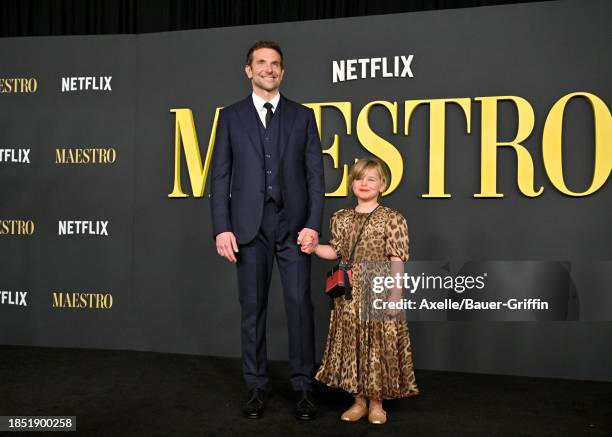 Bradley Cooper and Lea De Seine Shayk Cooper attend Netflix's "Maestro" Los Angeles Photo Call at Academy Museum of Motion Pictures on December 12,...