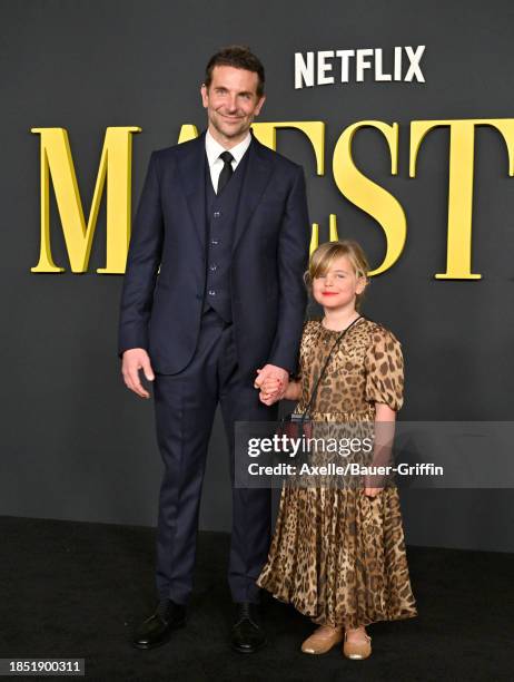 Bradley Cooper and Lea De Seine Shayk Cooper attend Netflix's "Maestro" Los Angeles Photo Call at Academy Museum of Motion Pictures on December 12,...