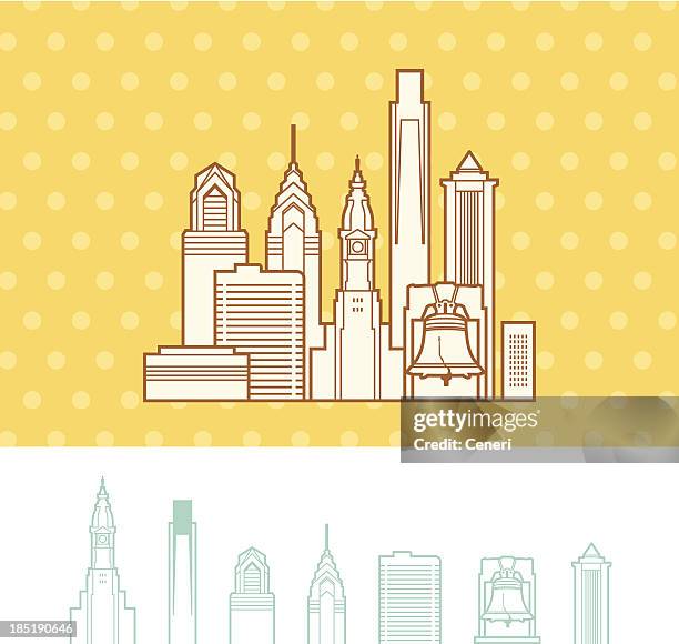 philadelphia, pennsylvania cityscape skyline - philadelphia skyline 幅插畫檔、美工圖案、卡通及圖標