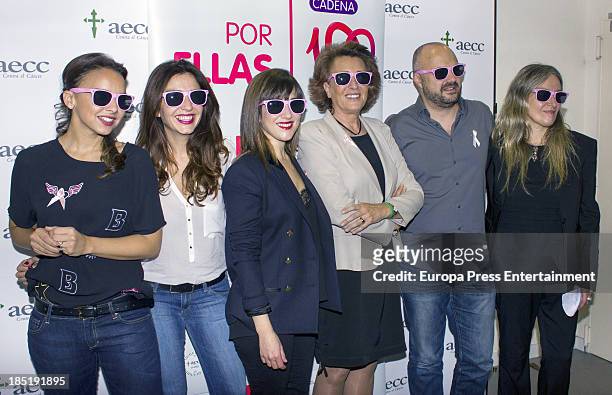 Chenoa, Mar Amate, Mai Meneses , Isabel Oriol, Javi Nieves and Mercedes Ferrer present 'Color Esperanza' Song on October 17, 2013 in Madrid, Spain.