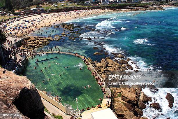 bronte beach-sydney - sydney pools stock pictures, royalty-free photos & images
