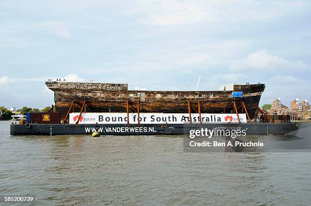 General view of 'The City Of Adelaide' clipper ship during its renaming ceremony at the Old Royal Naval College on October 18, 2013 in Greenwich,...