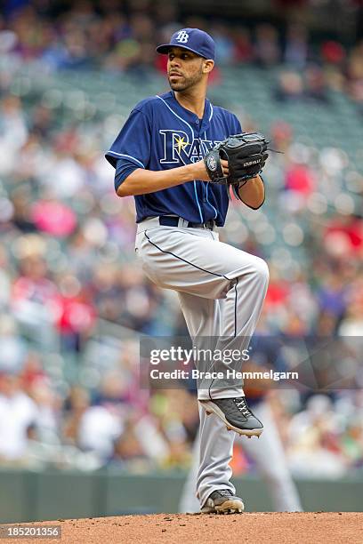 David Price of the Tampa Bay Rays pitches against the Minnesota Twins on September 15, 2013 at Target Field in Minneapolis, Minnesota. The Twins...