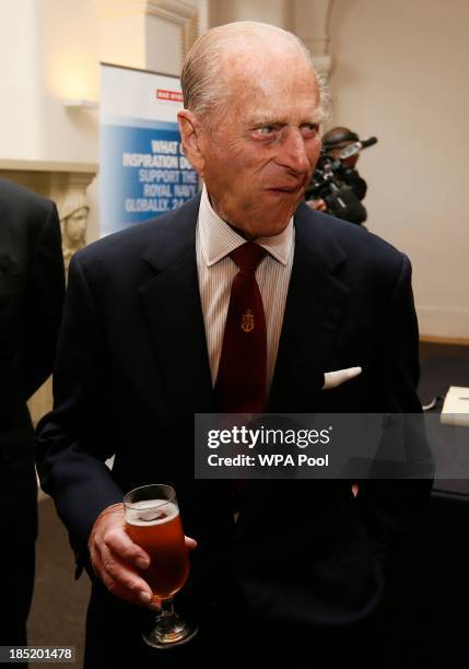 Prince Philip, Duke of Edinburgh attends a reception after the renaming ceremony for 'The City Of Adelaide' clipper ship at the Old Royal Naval...