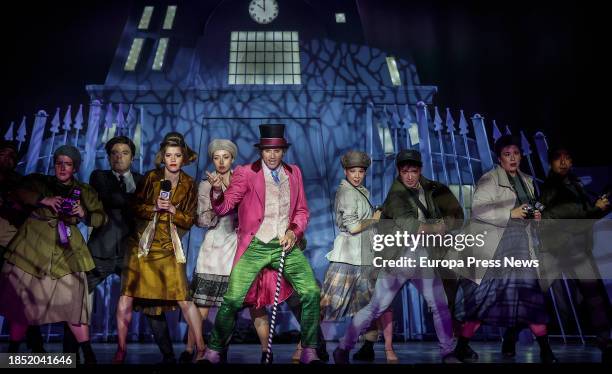 Performers from the cast during the graphic show of the musical 'Charlie and the Chocolate Factory', at the Olympia Theater, on 13 December, 2023 in...