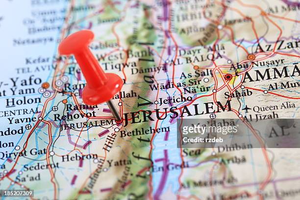 jerusalem map, israel - 巴勒斯坦領土 個照片及圖片檔