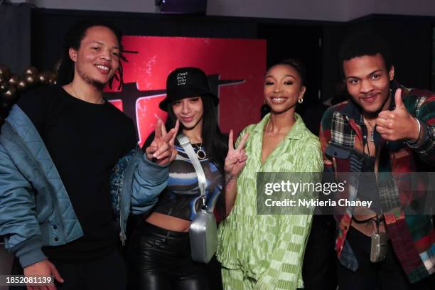 Domani Harris, Zonnique Pullins, Deyjah Harris and Messiah Harris attend T.I. Hosts 20th Anniversary of Trap Muzik Dinner on December 12, 2023 in...