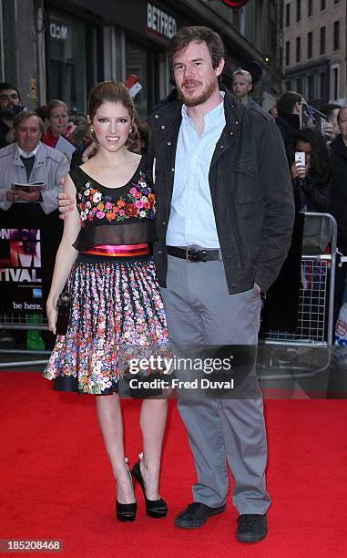 Anna Kendrick and Joe Swanberg attend a screening of "Drinking Buddies" during the 57th BFI London Film Festival at Odeon West End on October 18,...