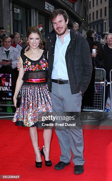 Anna Kendrick and Joe Swanberg attend a screening of "Drinking Buddies" during the 57th BFI London Film Festival at Odeon West End on October 18,...