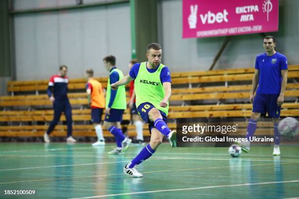 Serhiy Zhurba of FC Hit warms up before the match FC Hit v in.IT Lviv on December 9, 2023 in Kyiv, Ukraine.