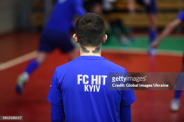 Oleksandr Pediash of FC Hit warms up before the match FC Hit v in.IT Lviv on December 9, 2023 in Kyiv, Ukraine.