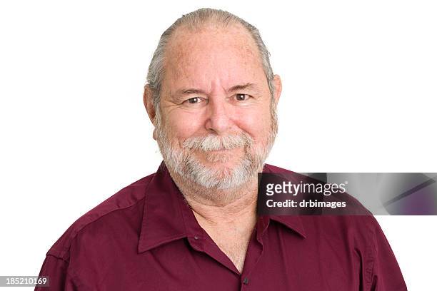 content senior man - fat man beard stock pictures, royalty-free photos & images
