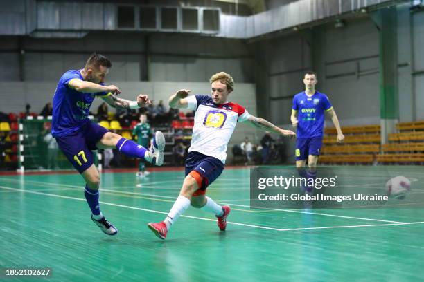 Oleksandr Pediash №17 of FC Hit in action during the match FC Hit v in.IT Lviv on December 9, 2023 in Kyiv, Ukraine.