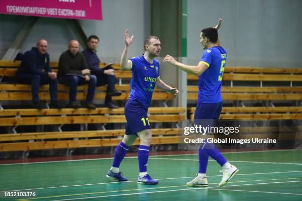 Yevhenii Zhuk of FC Hit in action during the match FC Hit v in.IT Lviv on December 9, 2023 in Kyiv, Ukraine.