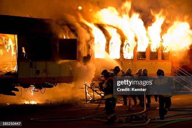 fire department at work - train crash stock pictures, royalty-free photos & images