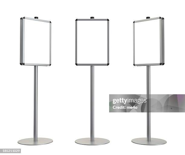 3d blank standing advertising digital poster - museum frame stock pictures, royalty-free photos & images