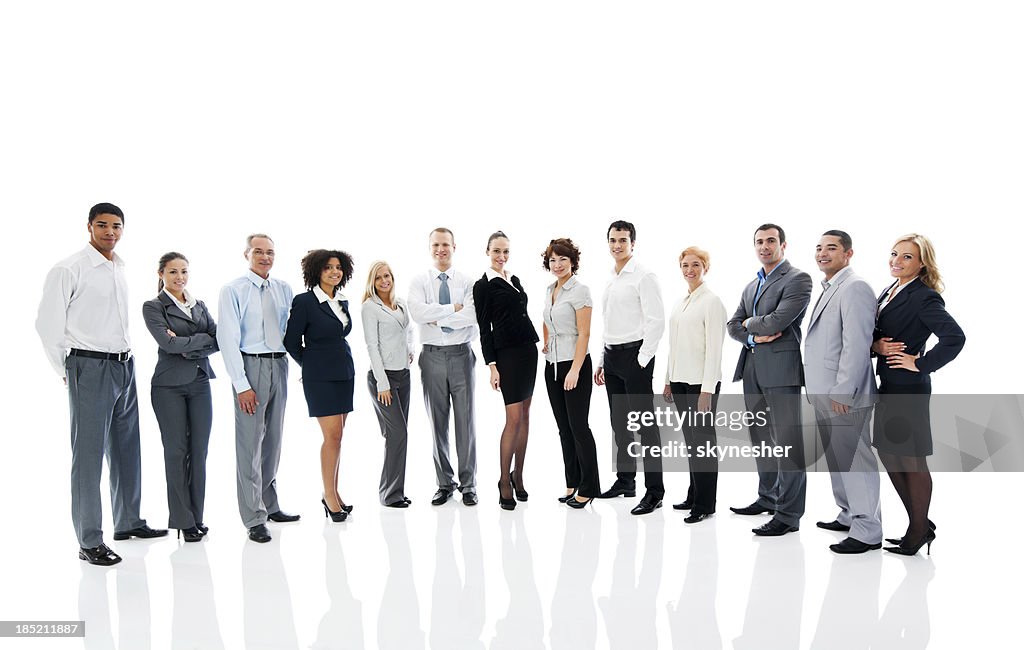 Successful business group on white background