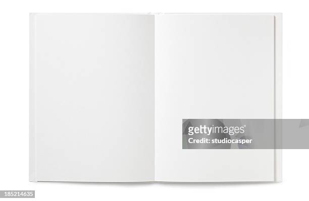 libro abierto blanco - hoja cuaderno fotografías e imágenes de stock