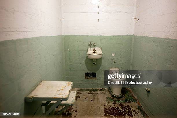 prison cell on alcatraz island - prison cell stock pictures, royalty-free photos & images