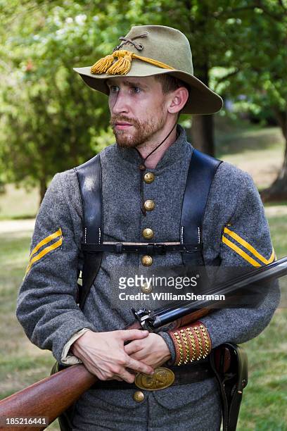 sezessionskrieg confederate cavalryman - csa stock-fotos und bilder