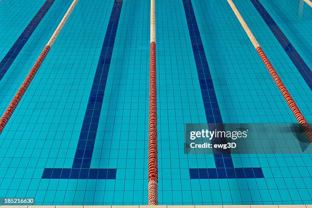 empty swimming pool - zwembadlaan scheidingslijn stockfoto's en -beelden