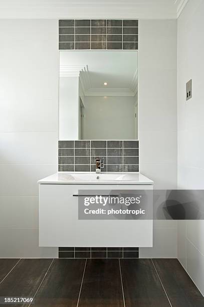 modern white wash basin - bathroom cabinet stock pictures, royalty-free photos & images