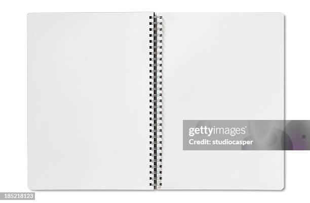 open blank spiral notebook on a white background - spiral bound stock pictures, royalty-free photos & images