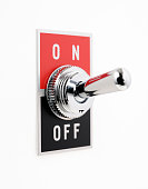 Isolated shot of ON OFF switch on white background