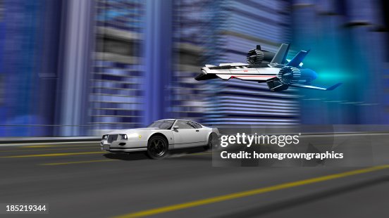 Spacey Racing's Car And Spaceship Racing Scene High-Res Stock Photo - Getty Images