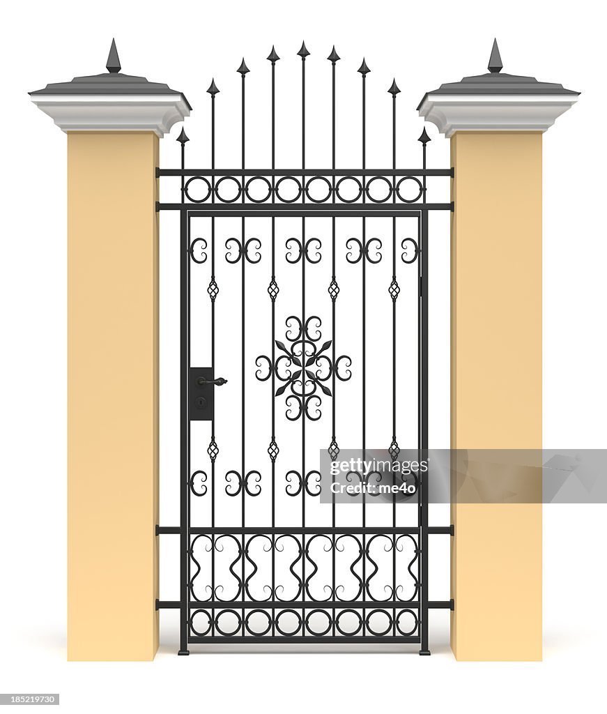 3d gate with wrought iron decor