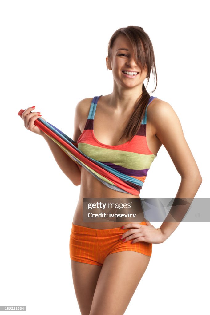 Happy with her body