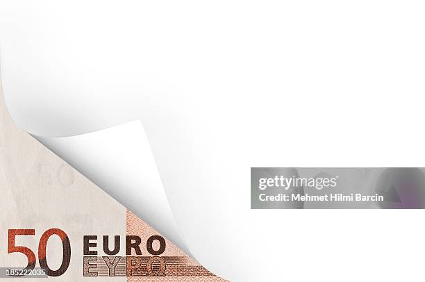 euro and page curl - paper corner stock pictures, royalty-free photos & images