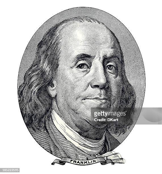 benjamin franklin portrait - number 100 stock pictures, royalty-free photos & images