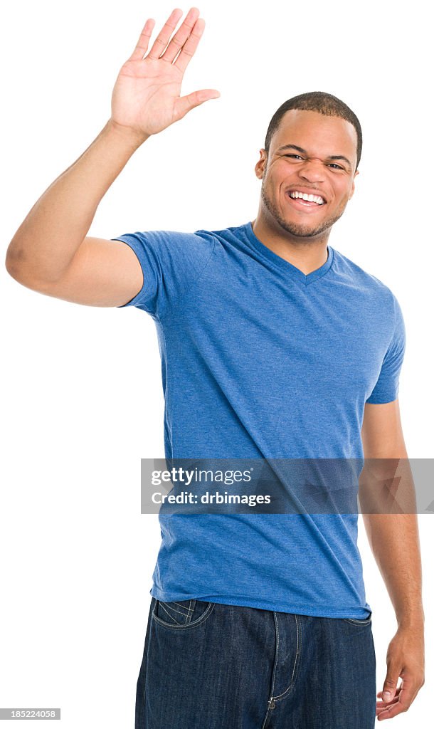 Happy Young Man Waving