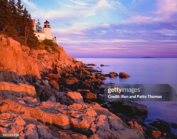 bass harbor lighthouse maine (p) - acadia national park stock pictures, royalty-free photos & images