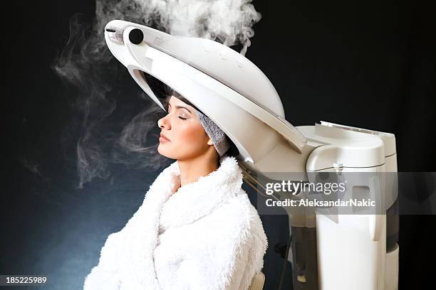 hair treatment - steam stock pictures, royalty-free photos & images