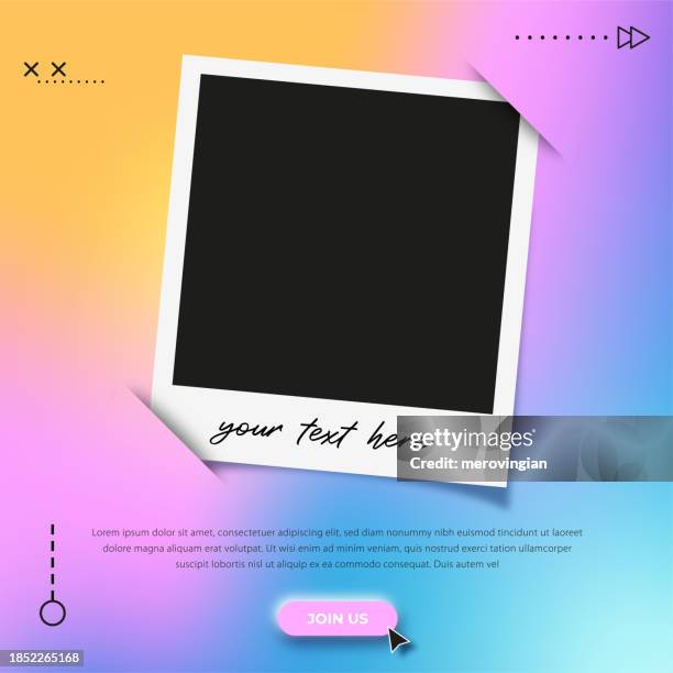 illustrations, cliparts, dessins animés et icônes de cadre photo. modèle de publication d’agence de marketing numérique et de médias sociaux d’entreprise - appareil photo instantané