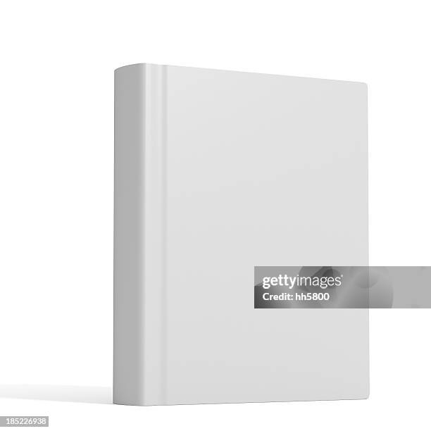 white book with no title standing on white background - white book stock pictures, royalty-free photos & images