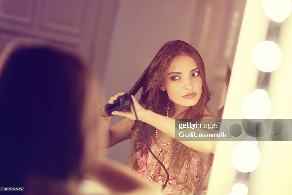 Mädchen mit Eisstockschießen Bügeleisen