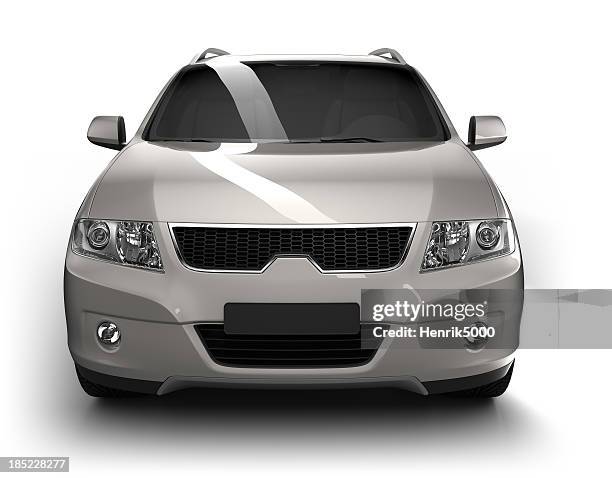 suv car en estudio aislado/clipping path (borde de corte - vista de frente fotografías e imágenes de stock