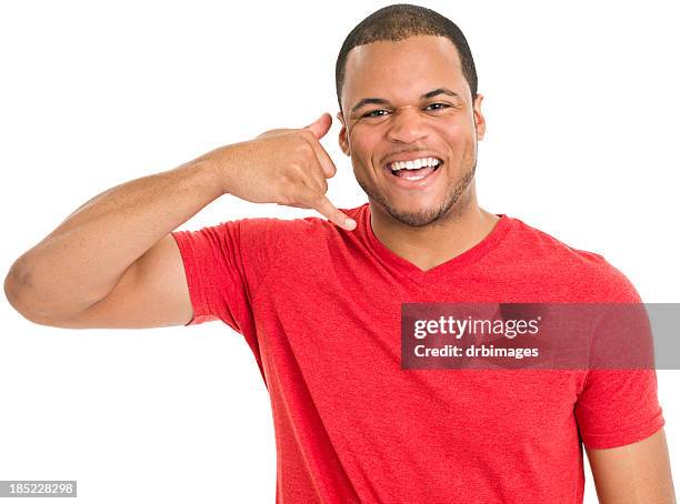 happy man telephone hand gesture - call me hand sign stock pictures, royalty-free photos & images