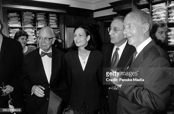 Arthur M. Schlesinger Jr. , George J. Mitchell , and guests attend U.S. Senator George J. Mitchell's talk about the Good Friday Accords at the New...