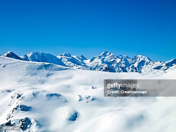 peak view of glacier piz bernina on a sunny day - piz bernina stock pictures, royalty-free photos & images