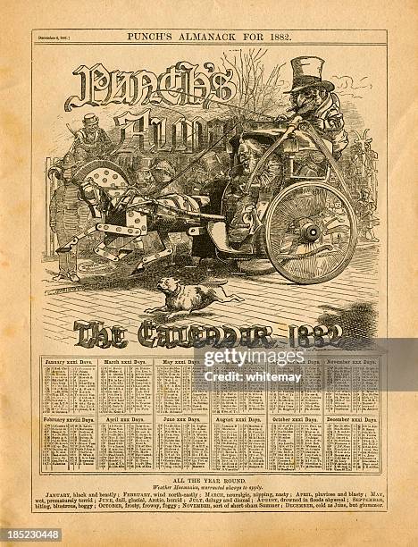 kalender 1882 vom punch's almanack - 1882 stock-grafiken, -clipart, -cartoons und -symbole