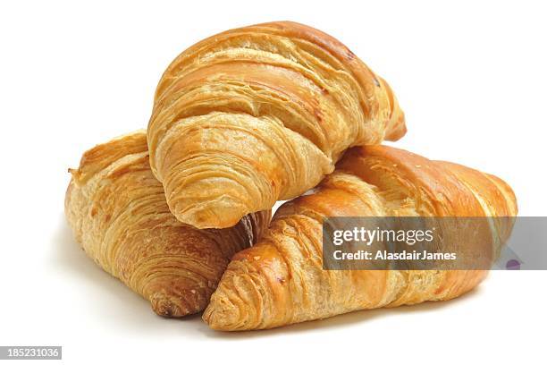 three croissants - puff pastry stock pictures, royalty-free photos & images