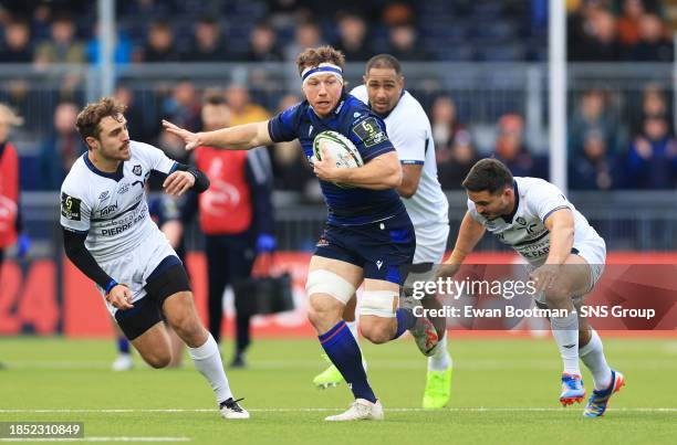 Edinburgh's Hamish Watson during an EPCR Challenge Cup match between Edinburgh Rugby and Castres Olympique at Hive Stadium, on December 16 in...