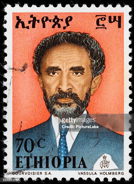 ethiopia emperor haile selassie postage stamp - haile selassie stockfoto's en -beelden
