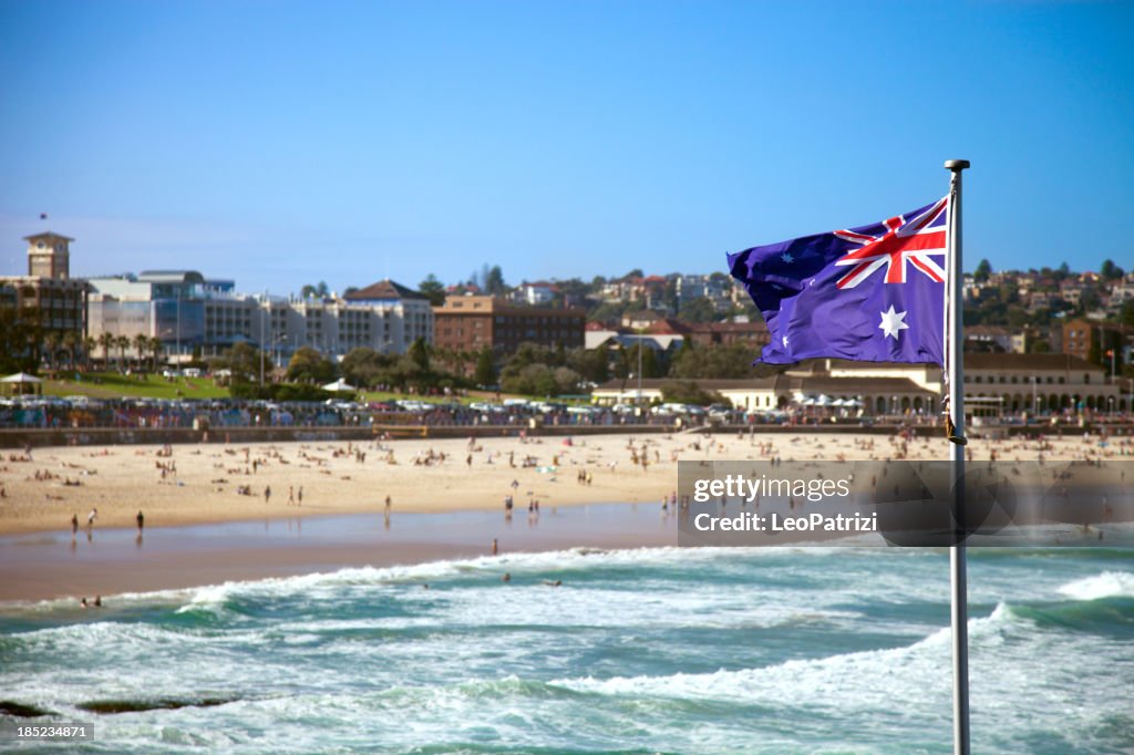 Austalian flag in Sydney Bondi Beach