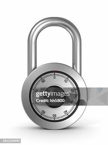 Close-up combination lock locked with dial set to 0 zero Close-up combination lock locked with dial set to 0 zero